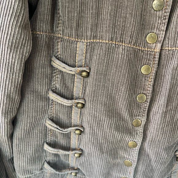 Da Nang Military Cadet Corduroy Graphic Print Lining Snap Button Jacket S - Picture 2 of 11